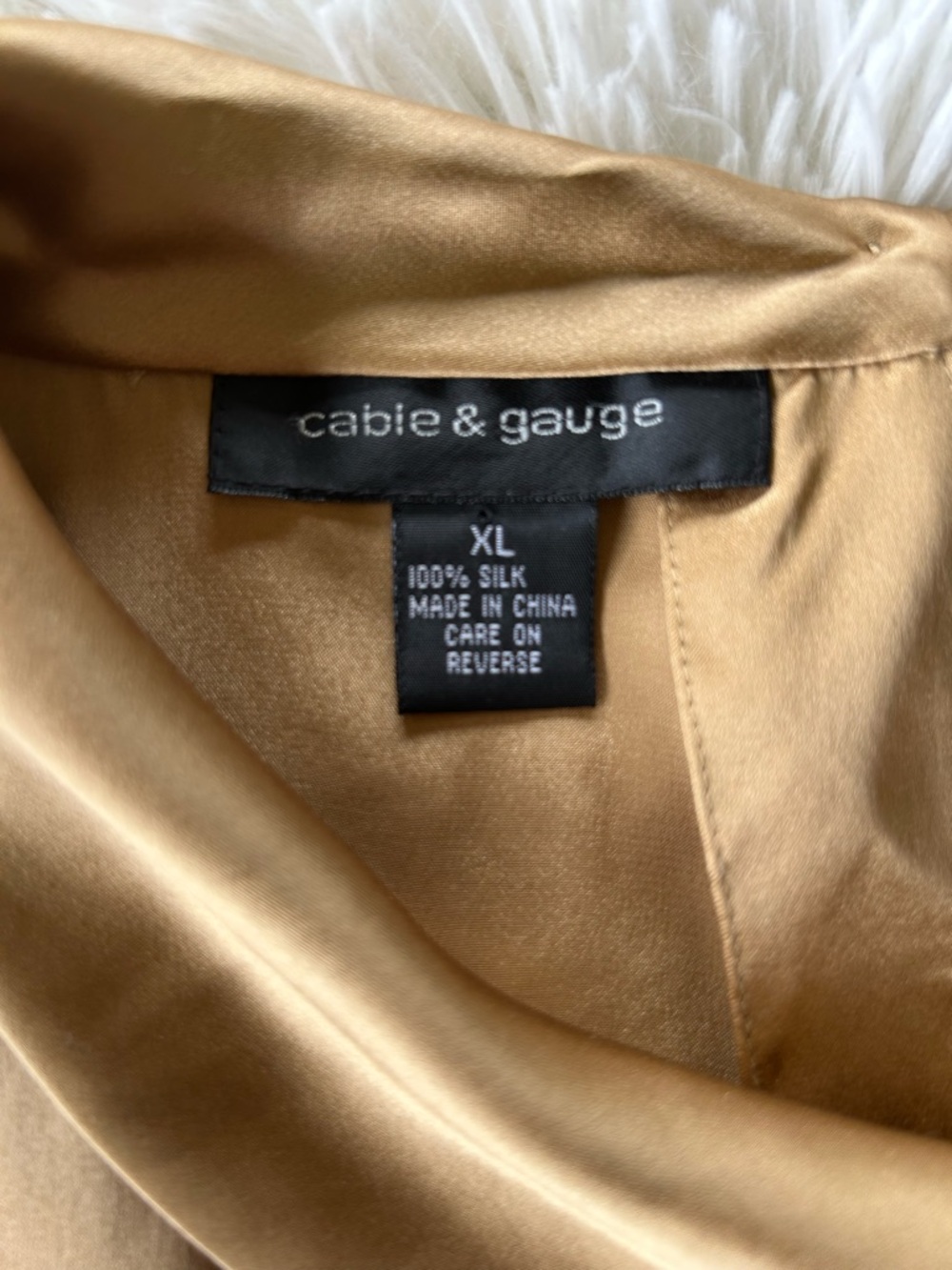 Cable & Gauge | 100% Silk Cowl Neck Gold Blouse - Picture 3 of 9